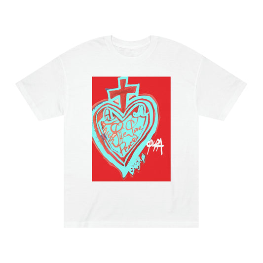 LIFE AND TRUTH PEACE AND LOVE SACRED HEART UNISEX CLASSIC TEE