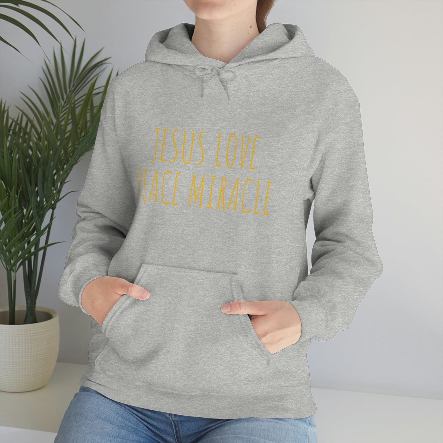 JESUS LOVE PEACE MIRACLE SWEATSHIRT (Unisex Heavy Blend™ Hooded Sweatshirt)