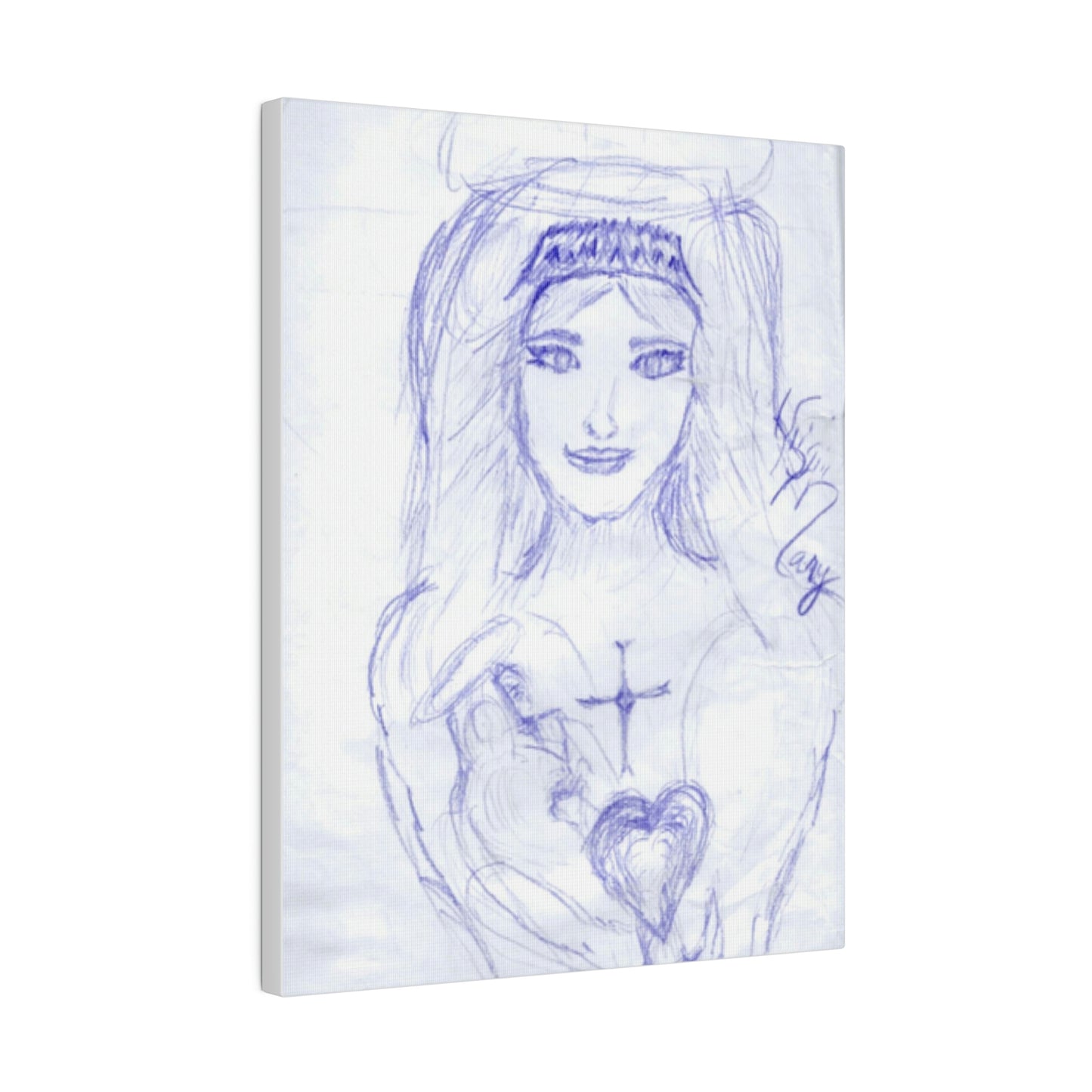 VIRGIN MARY AND JESUS OF THE MIRACLE OF GOD'S HEART Matte Canvas, Stretched, 0.75"