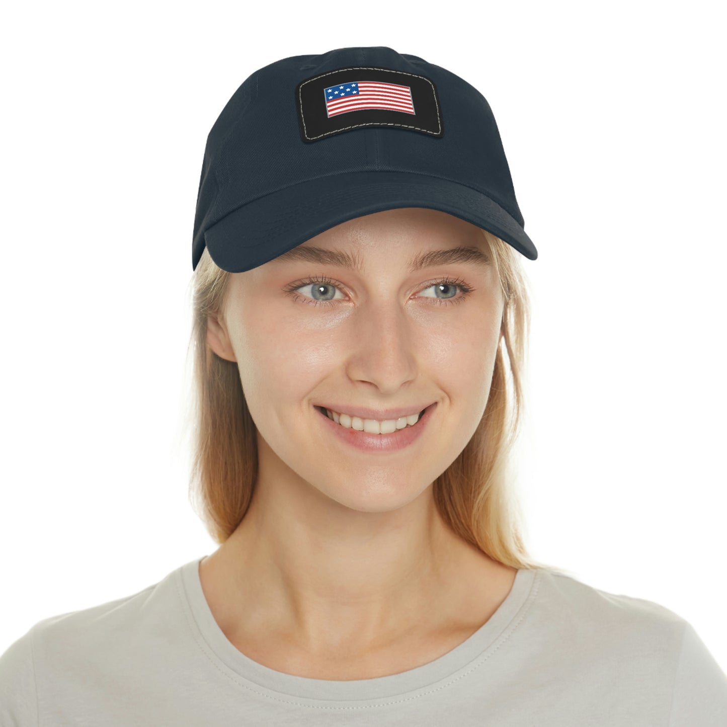 ALIVE HAT WITH LEATHER AMERICAN FLAG