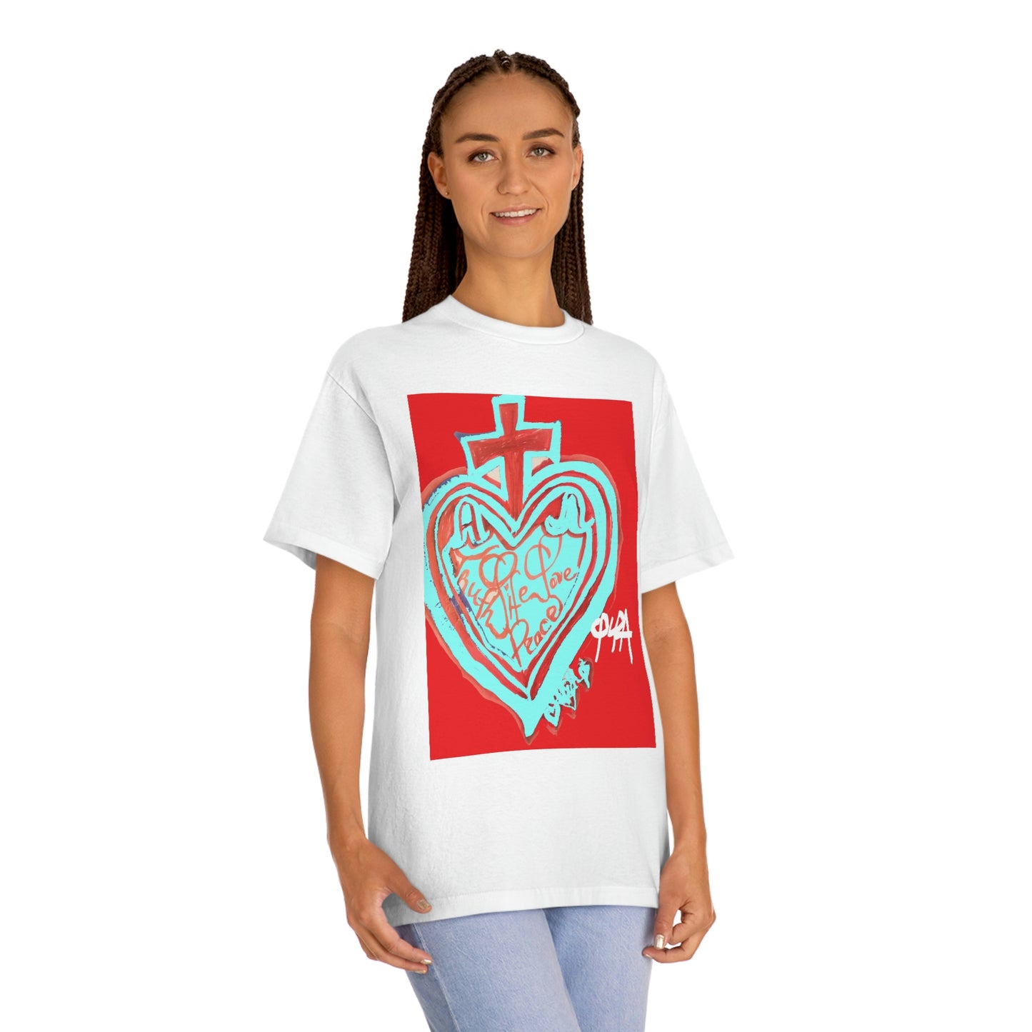 LIFE AND TRUTH PEACE AND LOVE SACRED HEART UNISEX CLASSIC TEE