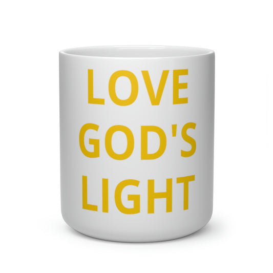 LOVE GOD'S LIGHT YELLOW MUG (Heart Shape Mug)