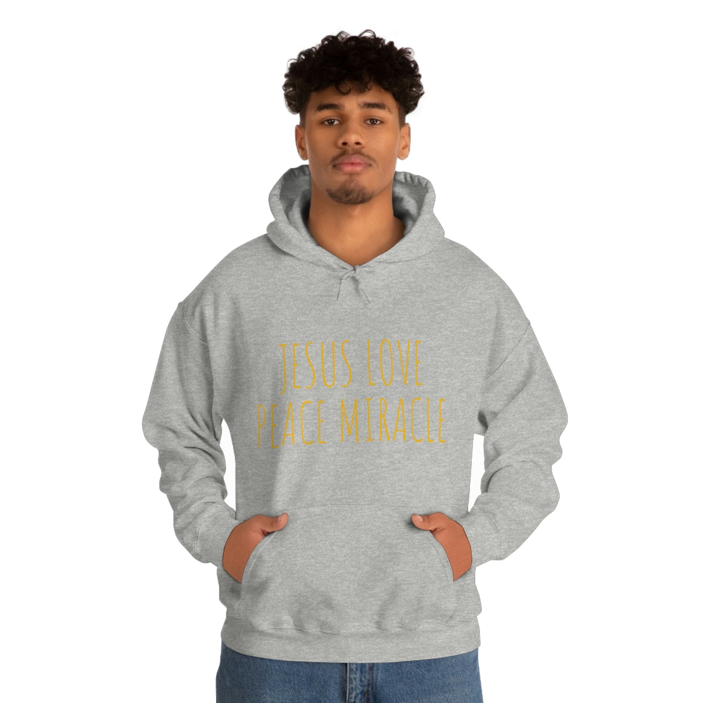 JESUS LOVE PEACE MIRACLE SWEATSHIRT (Unisex Heavy Blend™ Hooded Sweatshirt)