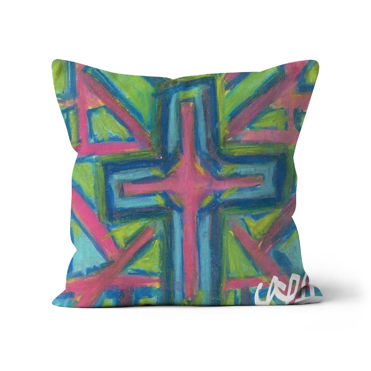 BLUE RESURRECTED CROSS CUSHION