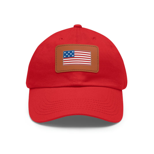 ALIVE HAT WITH LEATHER AMERICAN FLAG