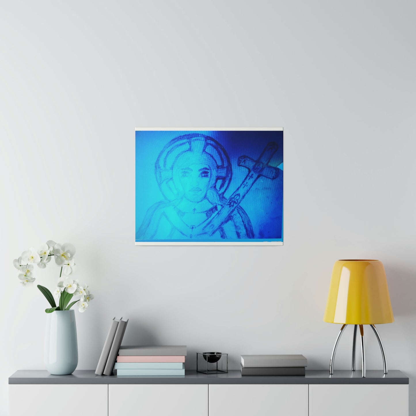 JESUS ON THE THRONE BLUE CANVAS (Matte Canvas, Stretched, 0.75)