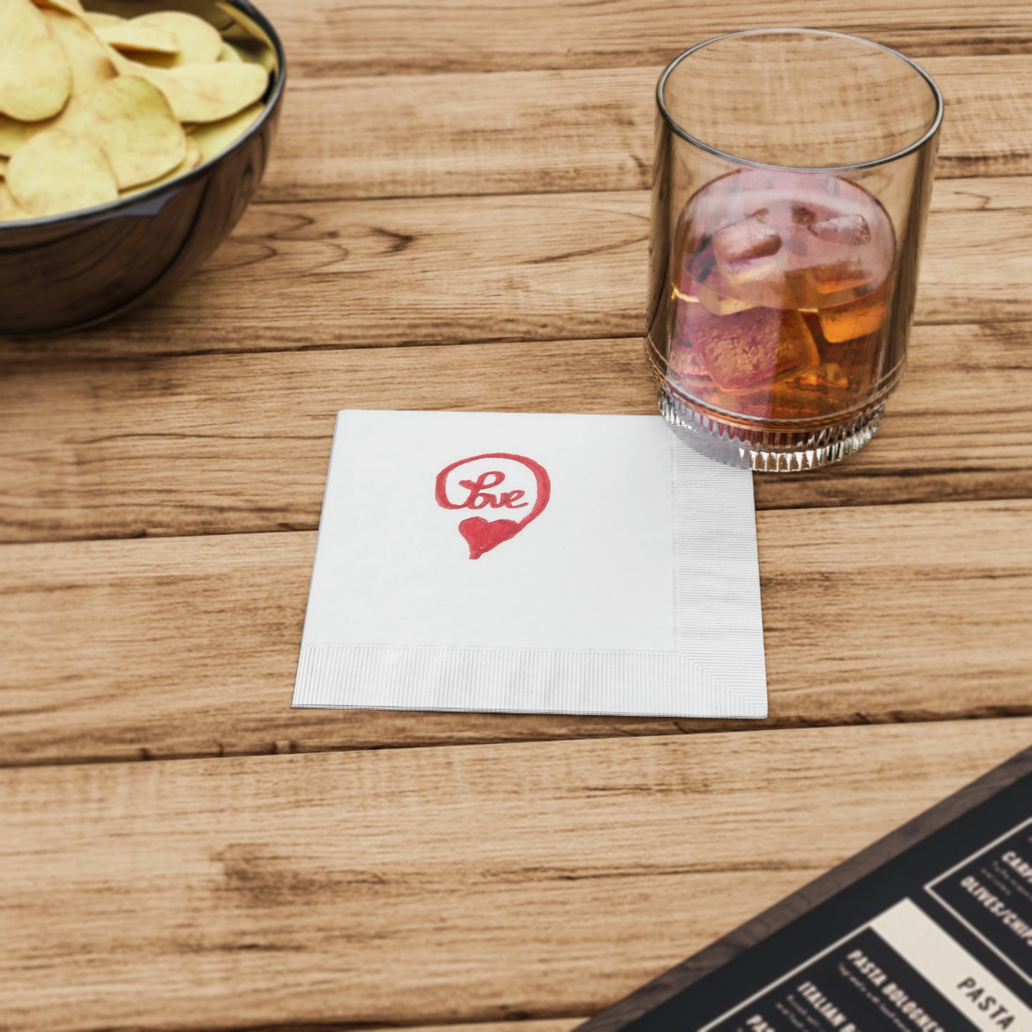 White Coined Napkins Love heart