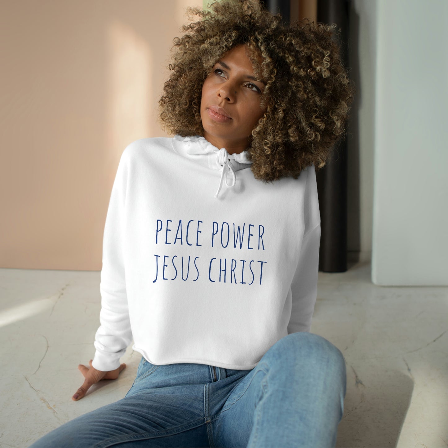 PEACE POWER JESUS CHRIST CROP HOODIE