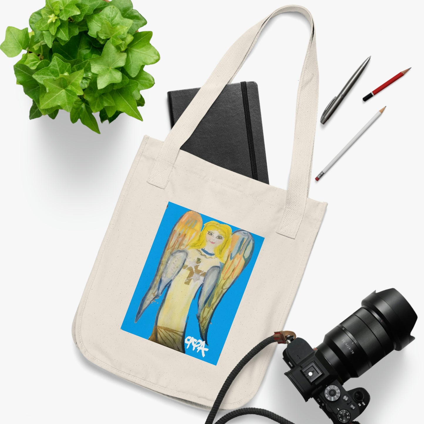 ANGEL OF LIGHT BLUE BAG (Organic Canvas Tote Bag)