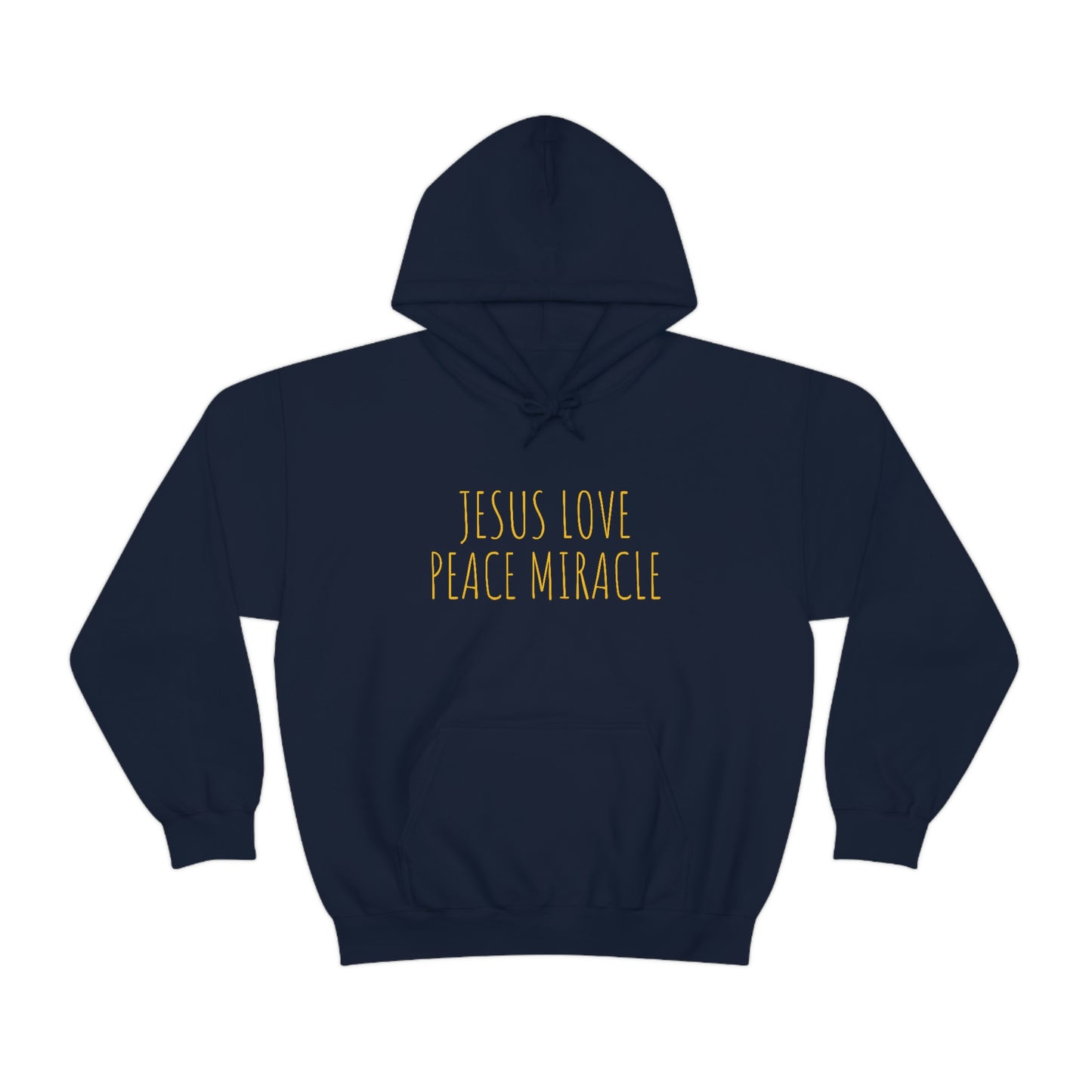 JESUS LOVE PEACE MIRACLE SWEATSHIRT (Unisex Heavy Blend™ Hooded Sweatshirt)