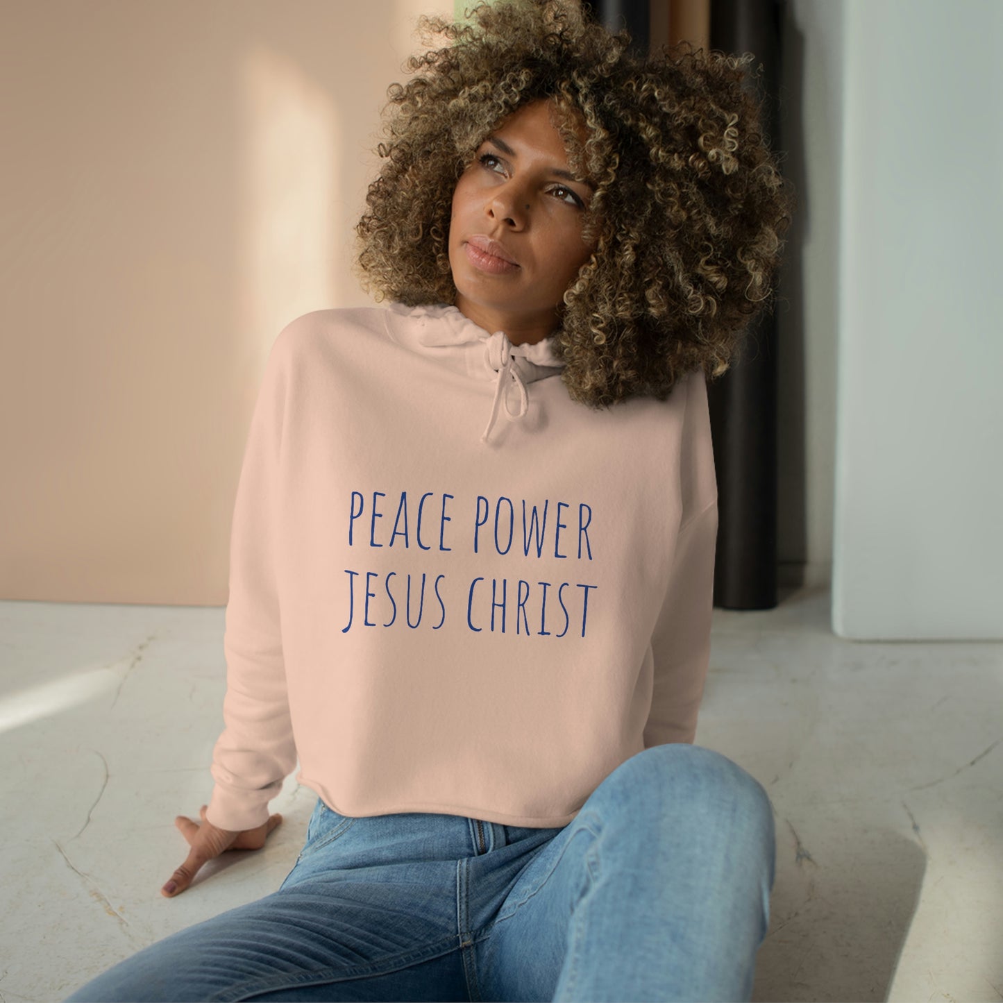 PEACE POWER JESUS CHRIST CROP HOODIE