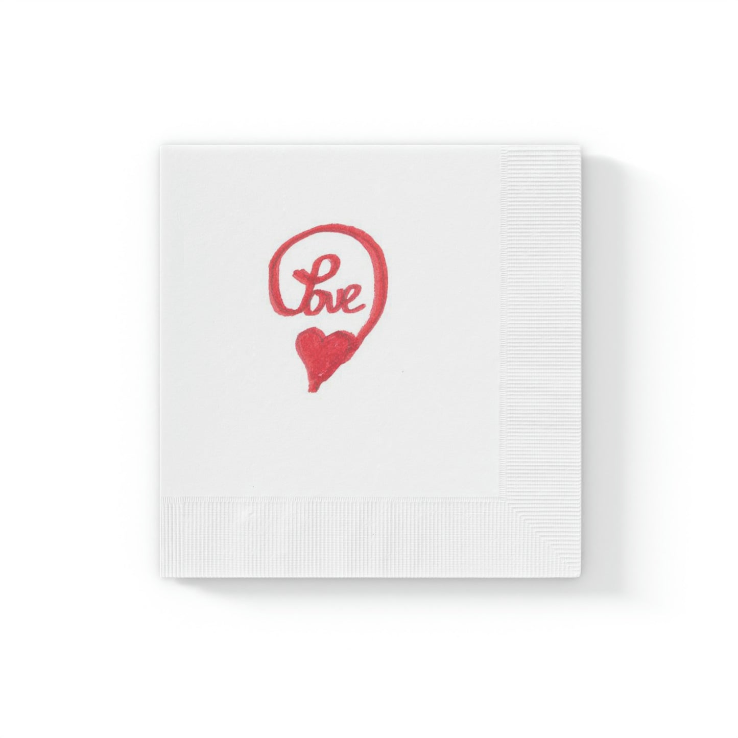 White Coined Napkins Love heart