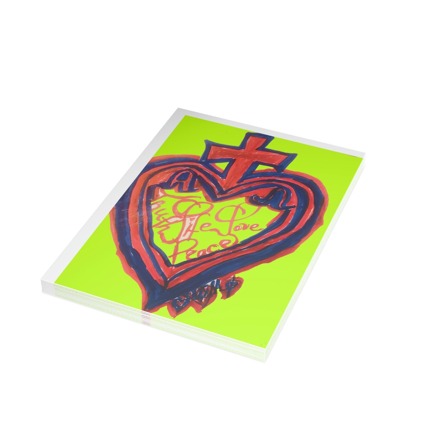 SACRED HEART OF ALL OF LIFE GREEN CARDS (Greeting Card Bundles (10, 30, 50 pcs))