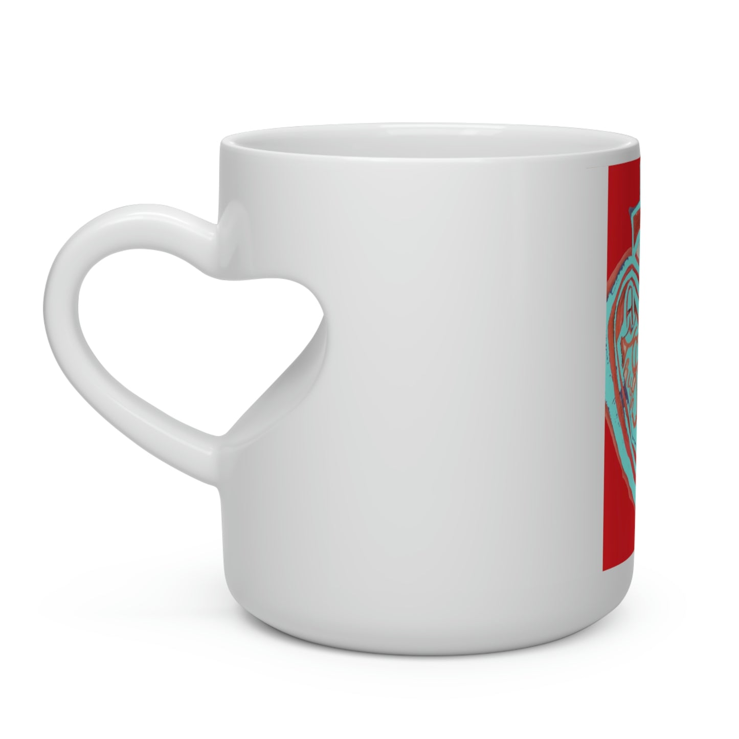 SACRED HEART OF LIFE AND JUSTICE AND HOPE AND FAITH MUG (Heart Shape Mug)