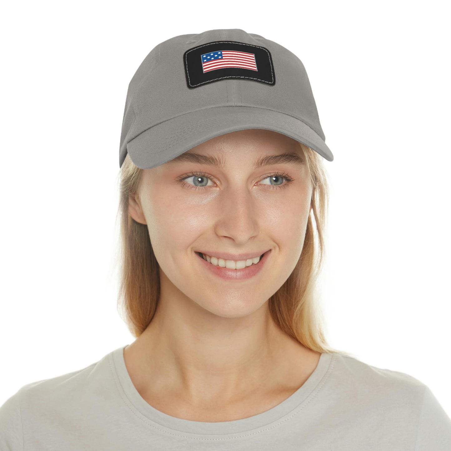 ALIVE HAT WITH LEATHER AMERICAN FLAG