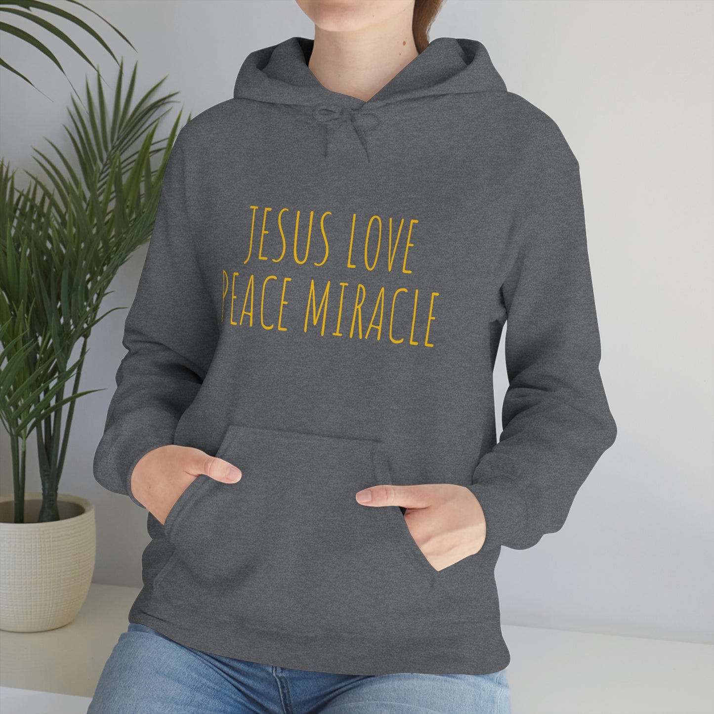 JESUS LOVE PEACE MIRACLE SWEATSHIRT (Unisex Heavy Blend™ Hooded Sweatshirt)