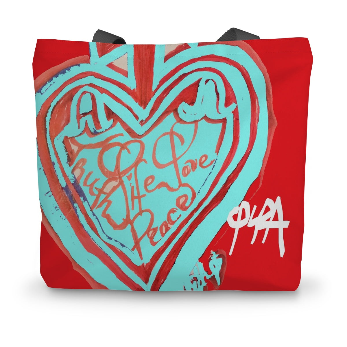 SACRED HEART OF HAPPINESS CANVAS TOTE BAG