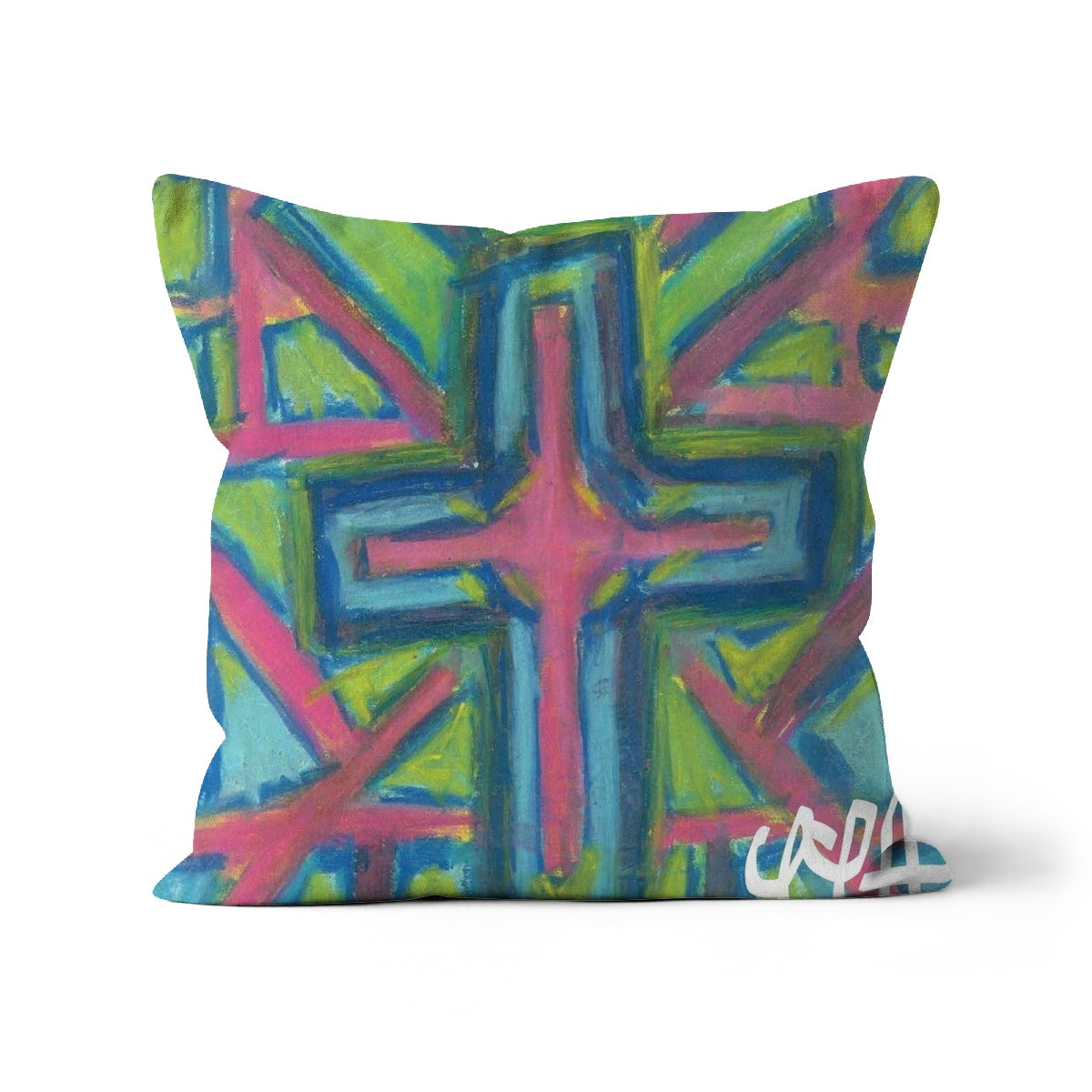 BLUE RESURRECTED CROSS CUSHION