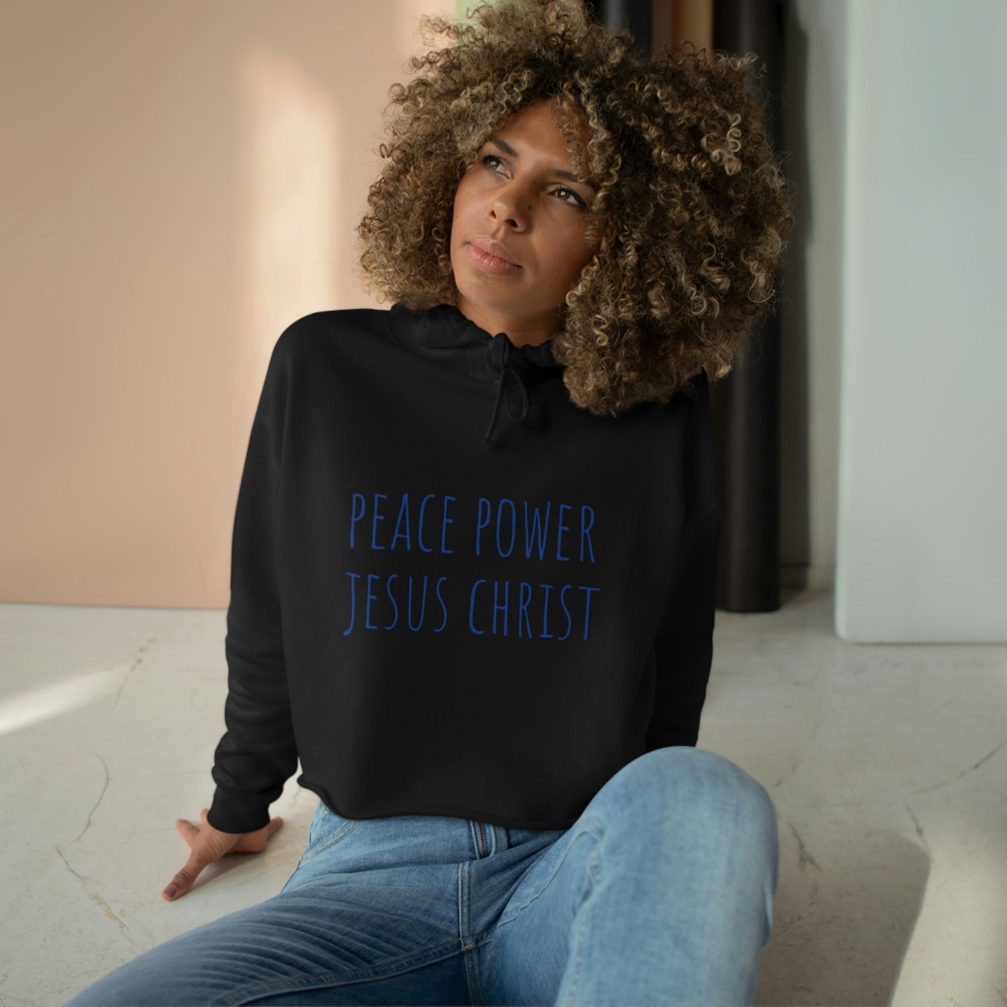 PEACE POWER JESUS CHRIST CROP HOODIE