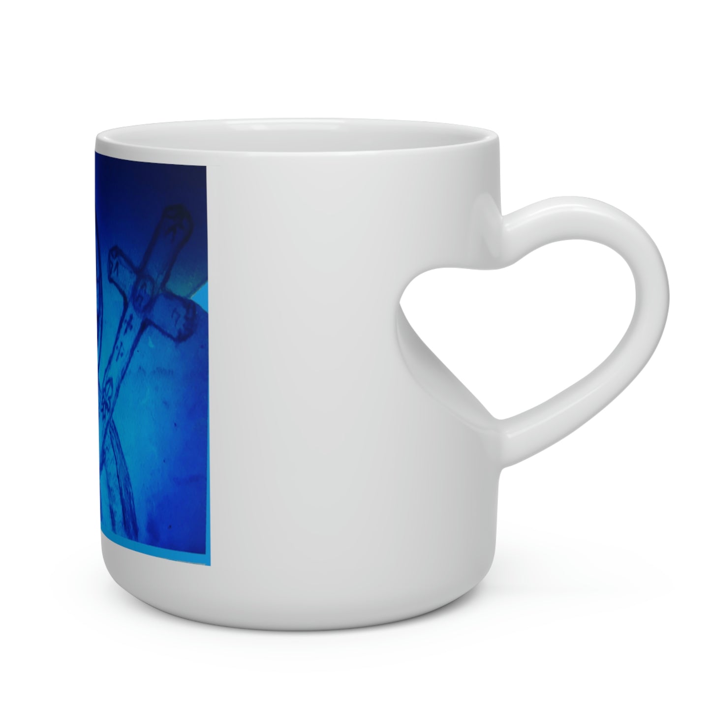 JESUS ON THE THRONE BLUE MUG (Heart Shape Mug)