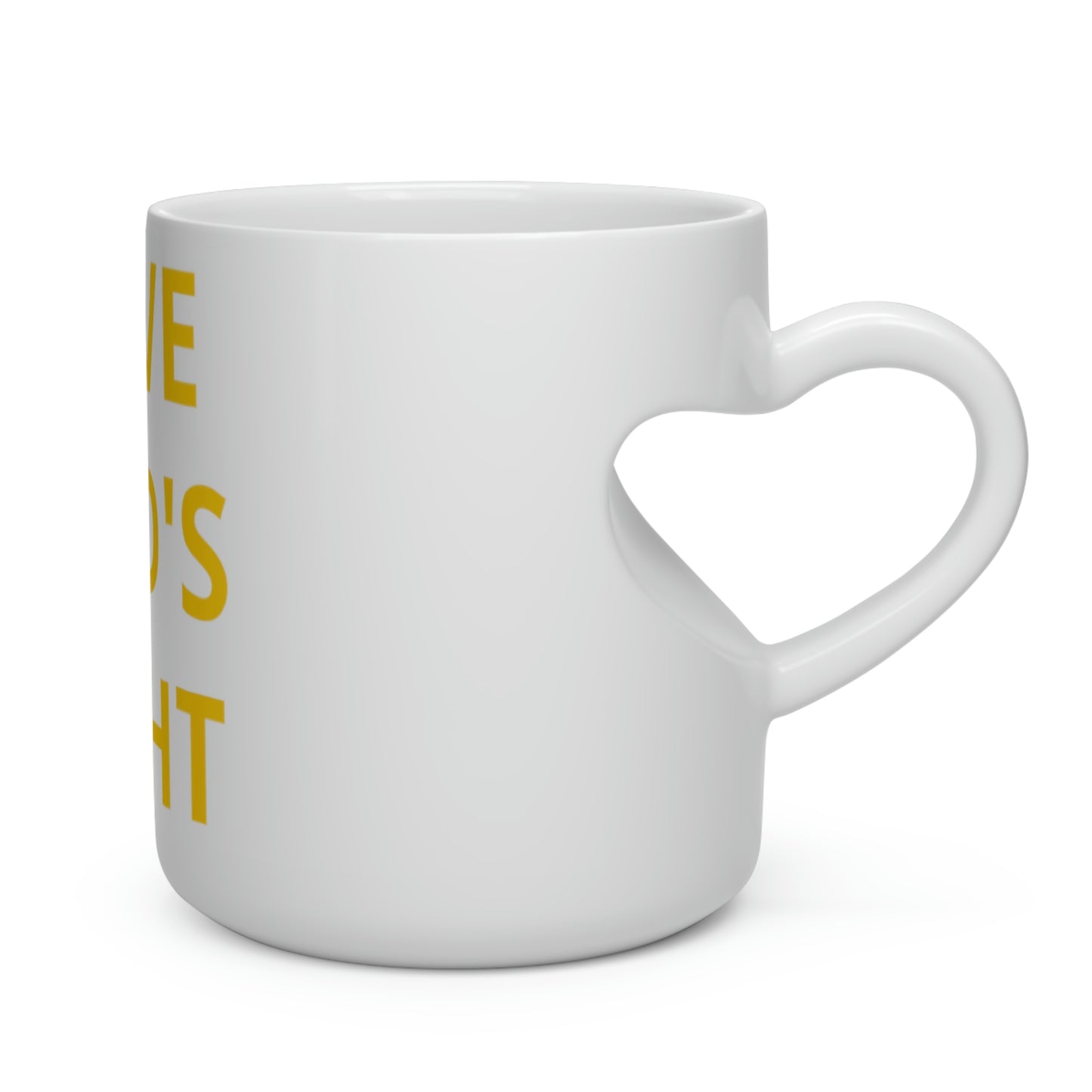 LOVE GOD'S LIGHT YELLOW MUG (Heart Shape Mug)