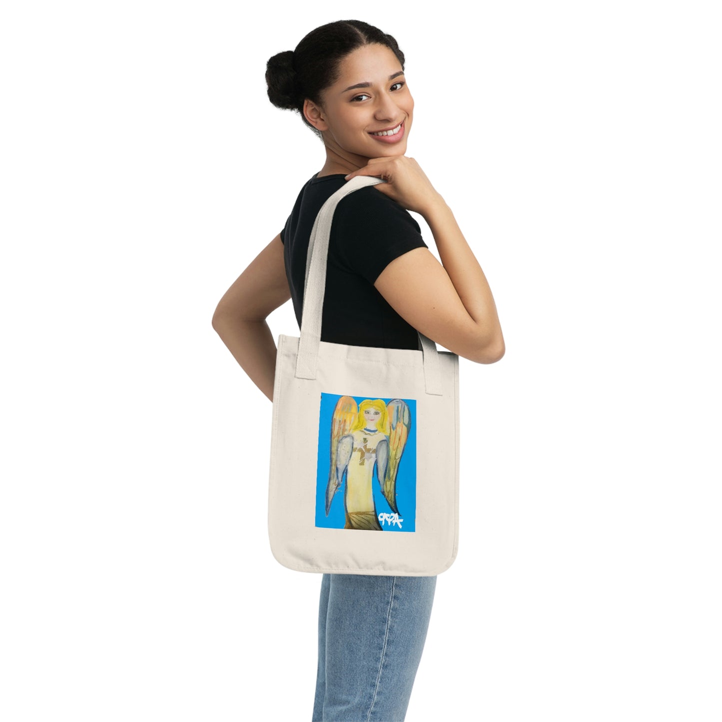 ANGEL OF LIGHT BLUE BAG (Organic Canvas Tote Bag)