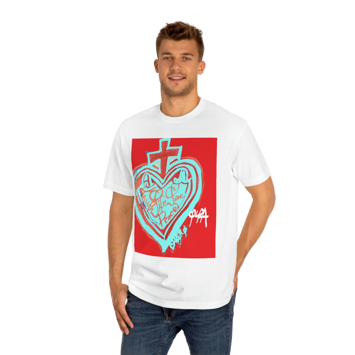 LIFE AND TRUTH PEACE AND LOVE SACRED HEART UNISEX CLASSIC TEE