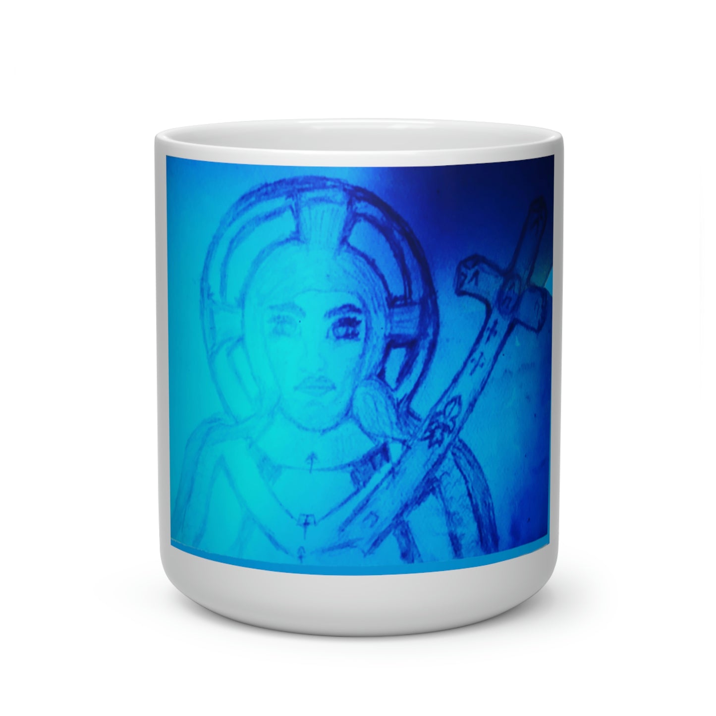 JESUS ON THE THRONE BLUE MUG (Heart Shape Mug)