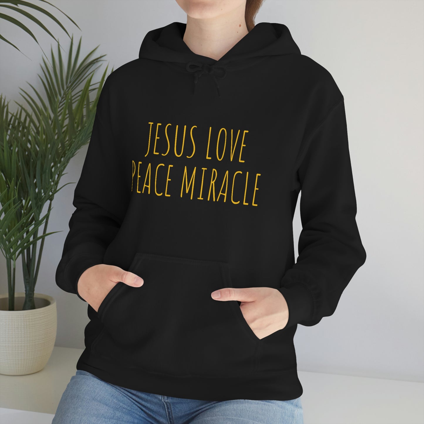 JESUS LOVE PEACE MIRACLE SWEATSHIRT (Unisex Heavy Blend™ Hooded Sweatshirt)