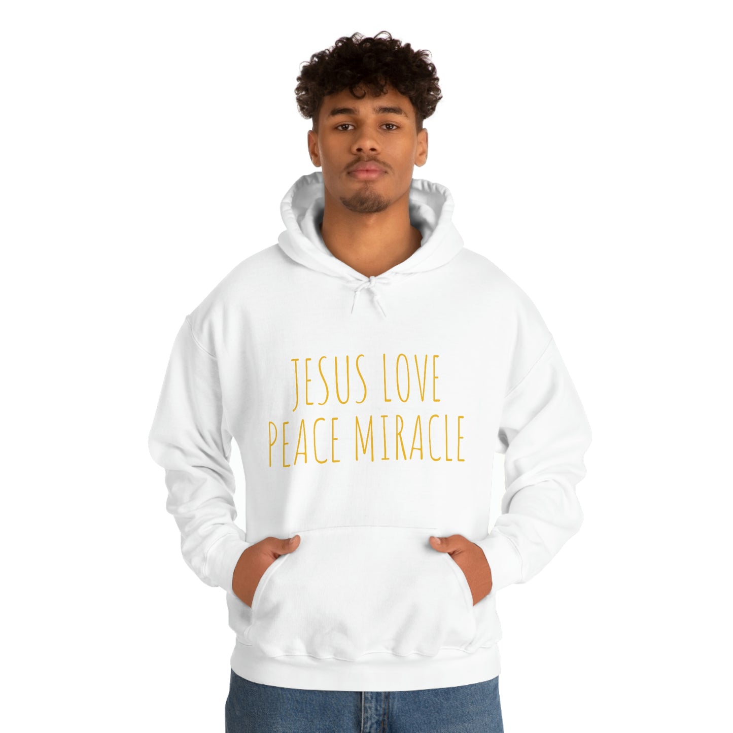 JESUS LOVE PEACE MIRACLE SWEATSHIRT (Unisex Heavy Blend™ Hooded Sweatshirt)