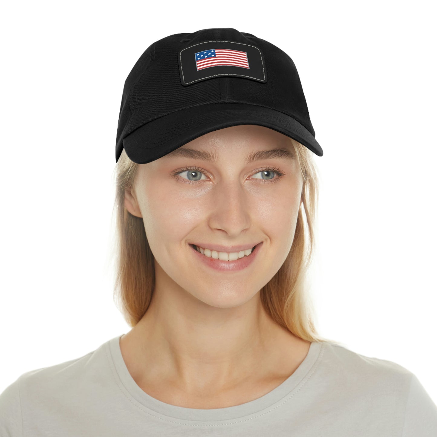 ALIVE HAT WITH LEATHER AMERICAN FLAG