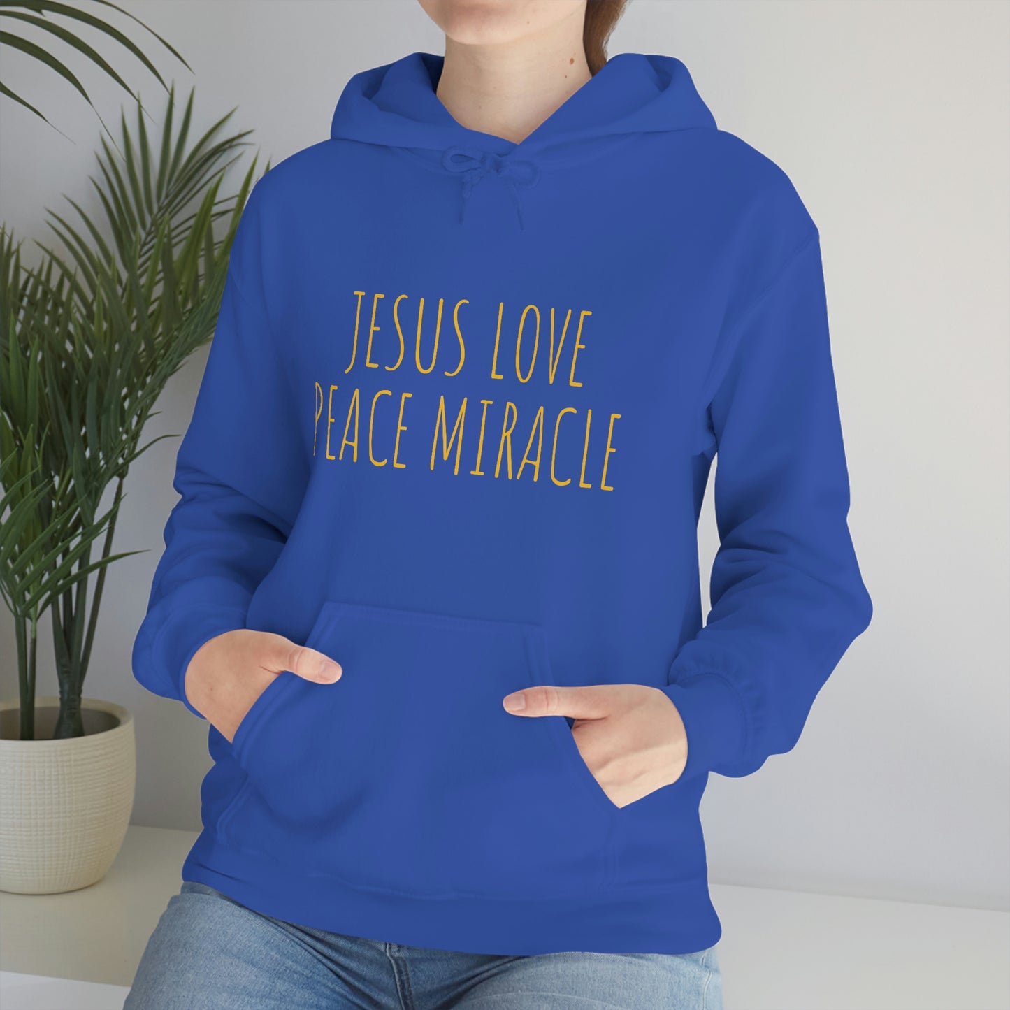 JESUS LOVE PEACE MIRACLE SWEATSHIRT (Unisex Heavy Blend™ Hooded Sweatshirt)