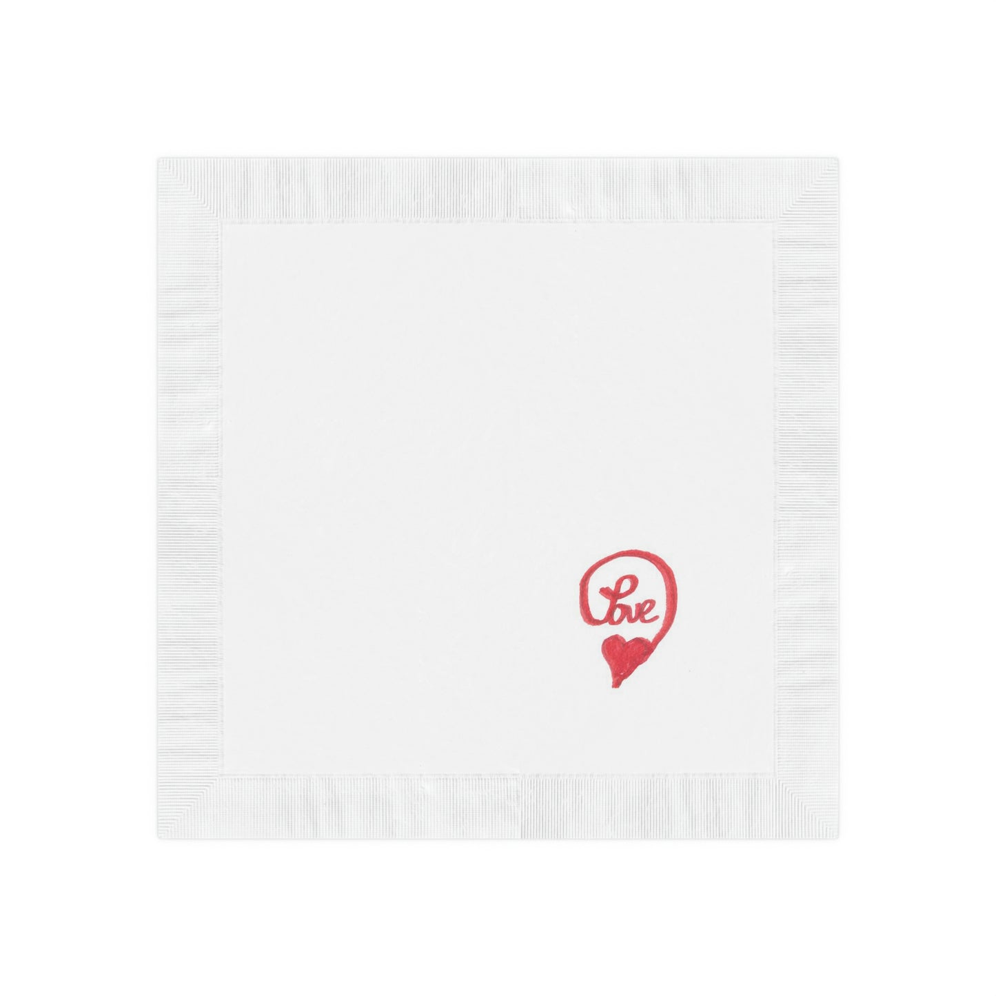 White Coined Napkins Love heart