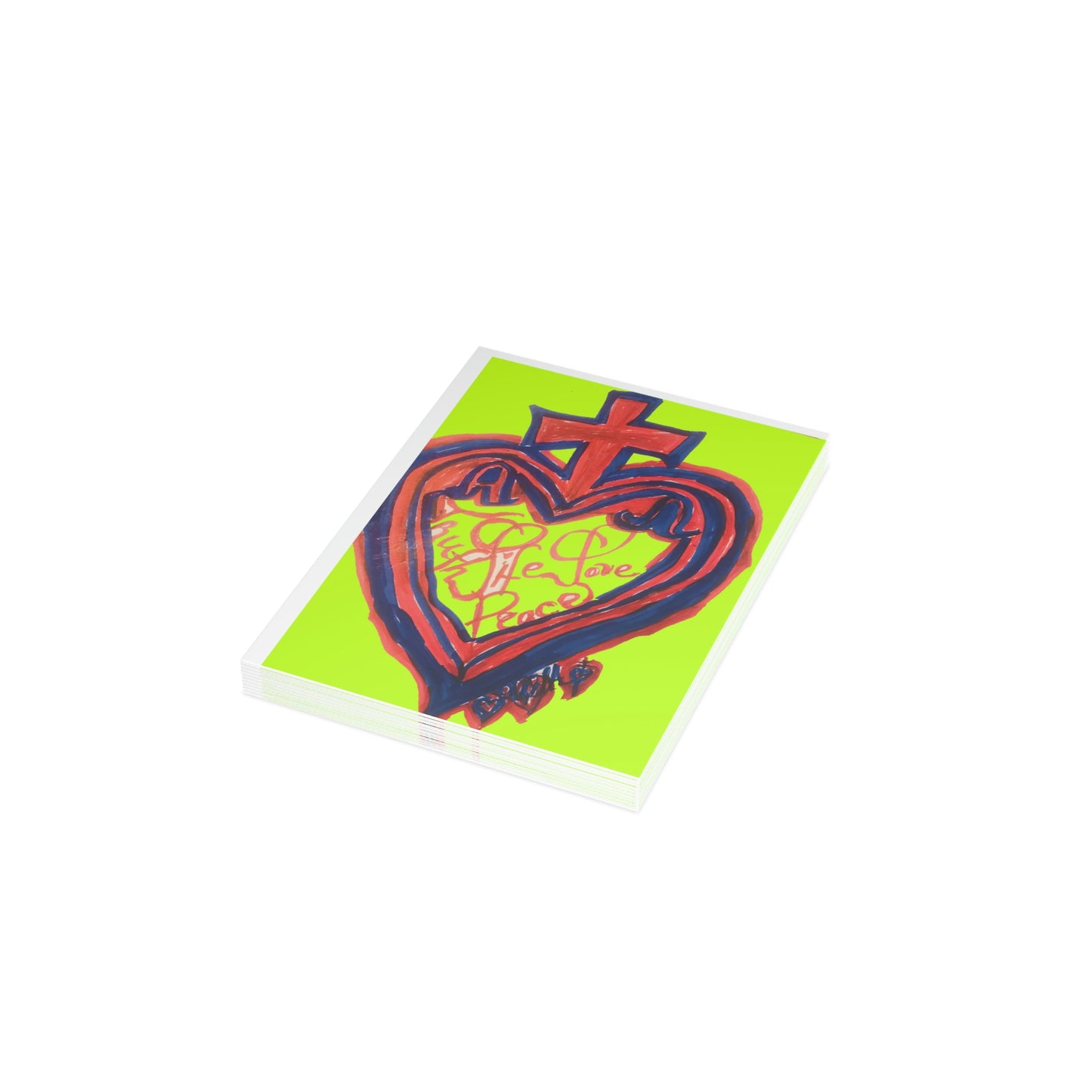 SACRED HEART OF ALL OF LIFE GREEN CARDS (Greeting Card Bundles (10, 30, 50 pcs))