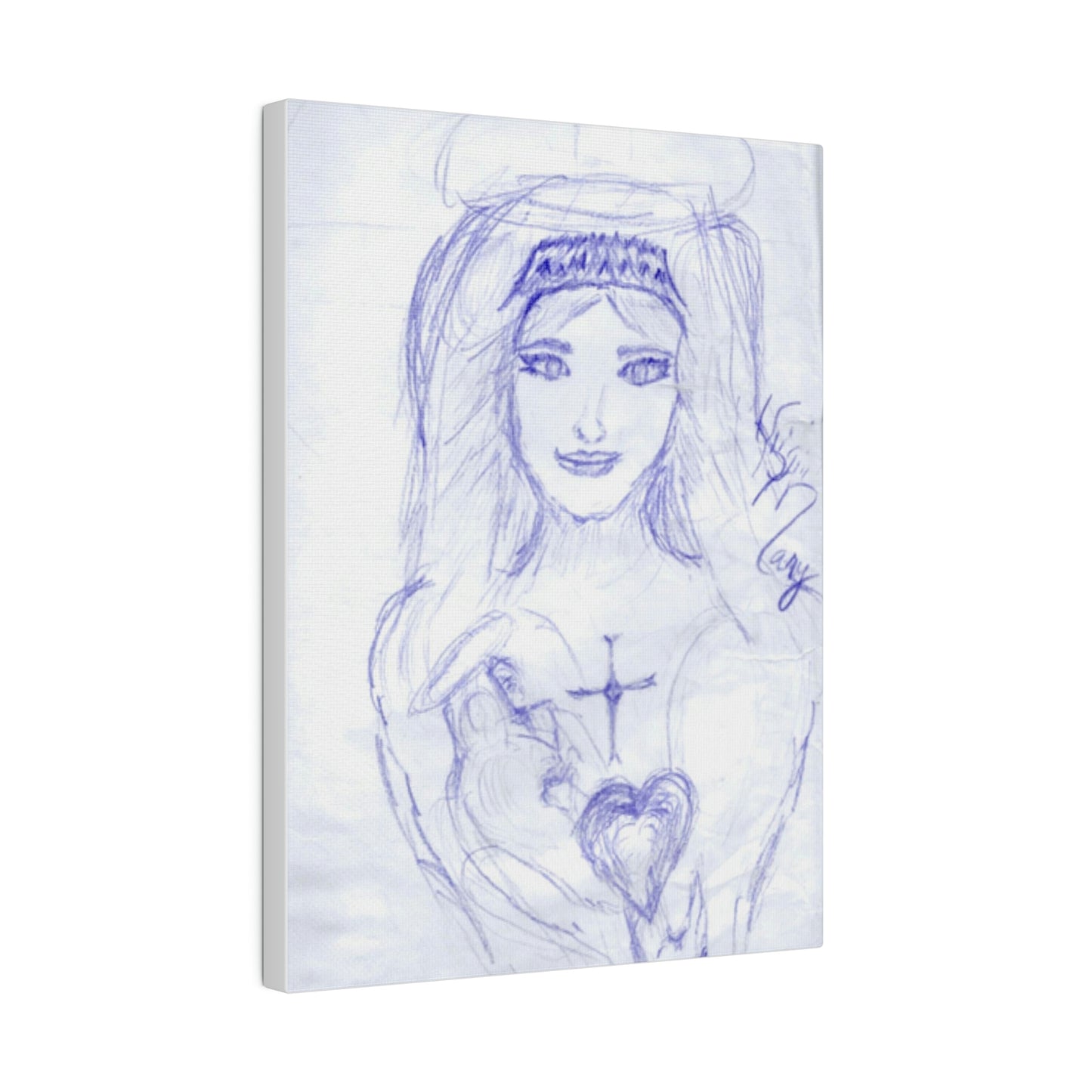 VIRGIN MARY AND JESUS OF THE MIRACLE OF GOD'S HEART Matte Canvas, Stretched, 0.75"