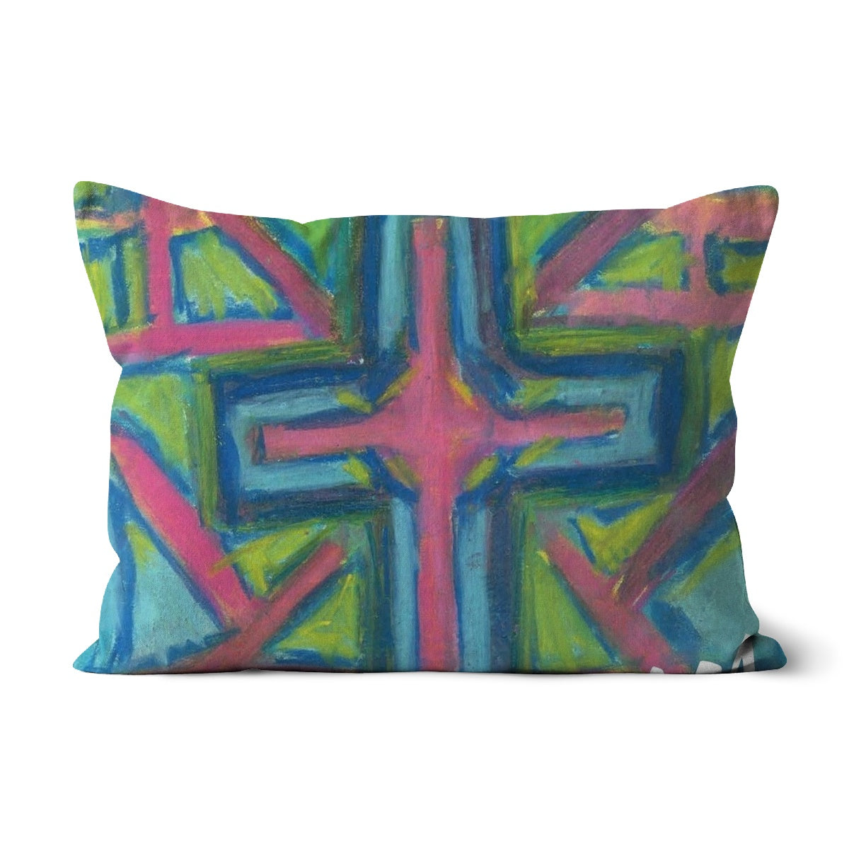 BLUE RESURRECTED CROSS CUSHION