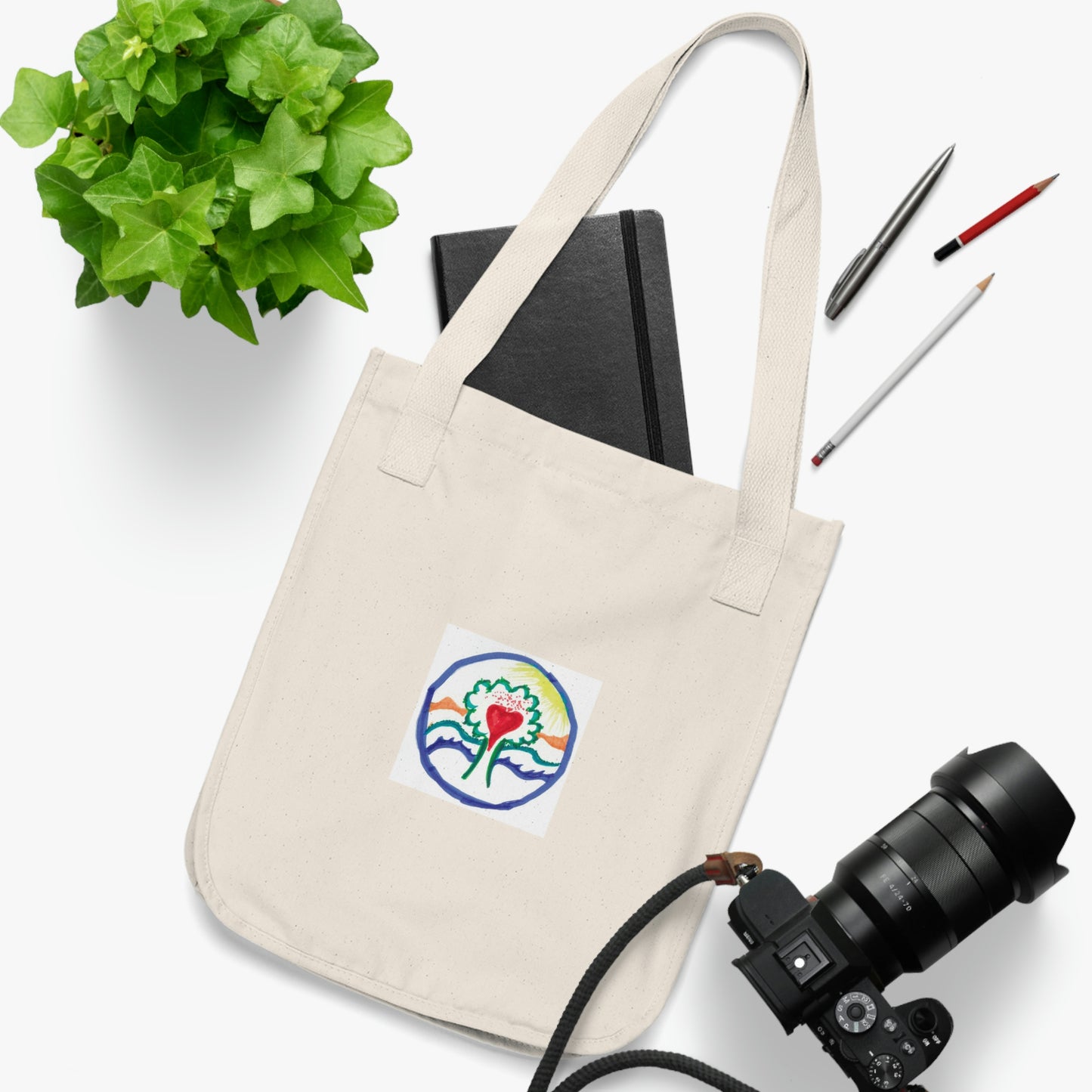 TREE OF LIFE SUNSHINE HEART ORGANIC CANVAS TOTE BAG