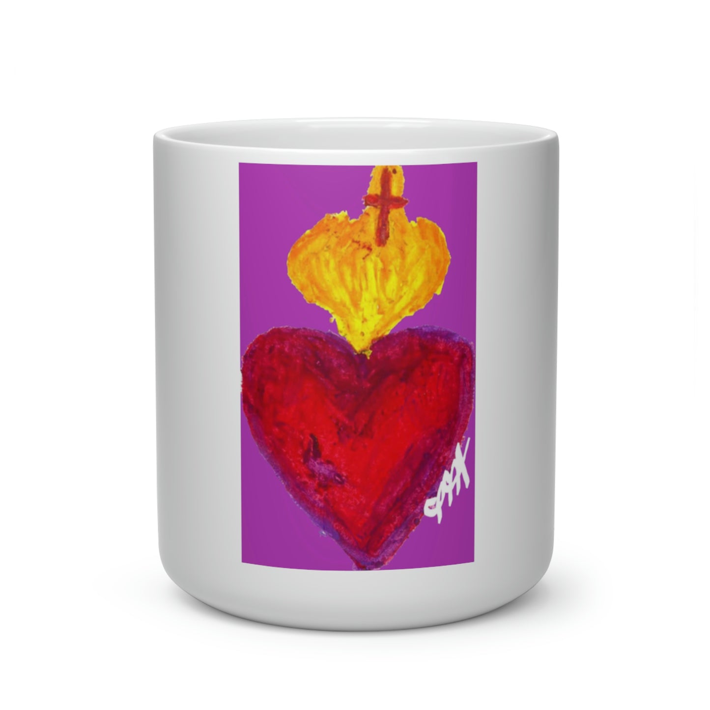 SACRED HEART HEAVELY PURPLE MUG (Heart Shape Mug)