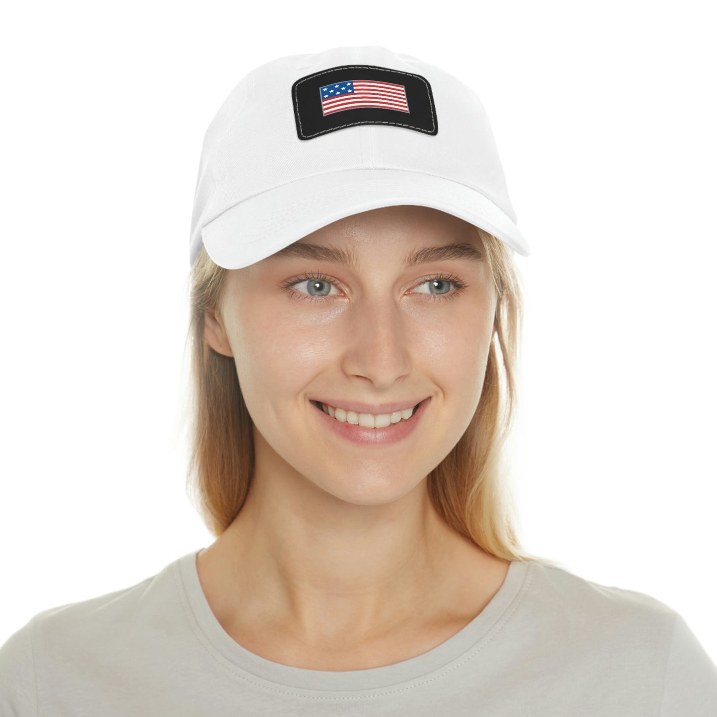 ALIVE HAT WITH LEATHER AMERICAN FLAG