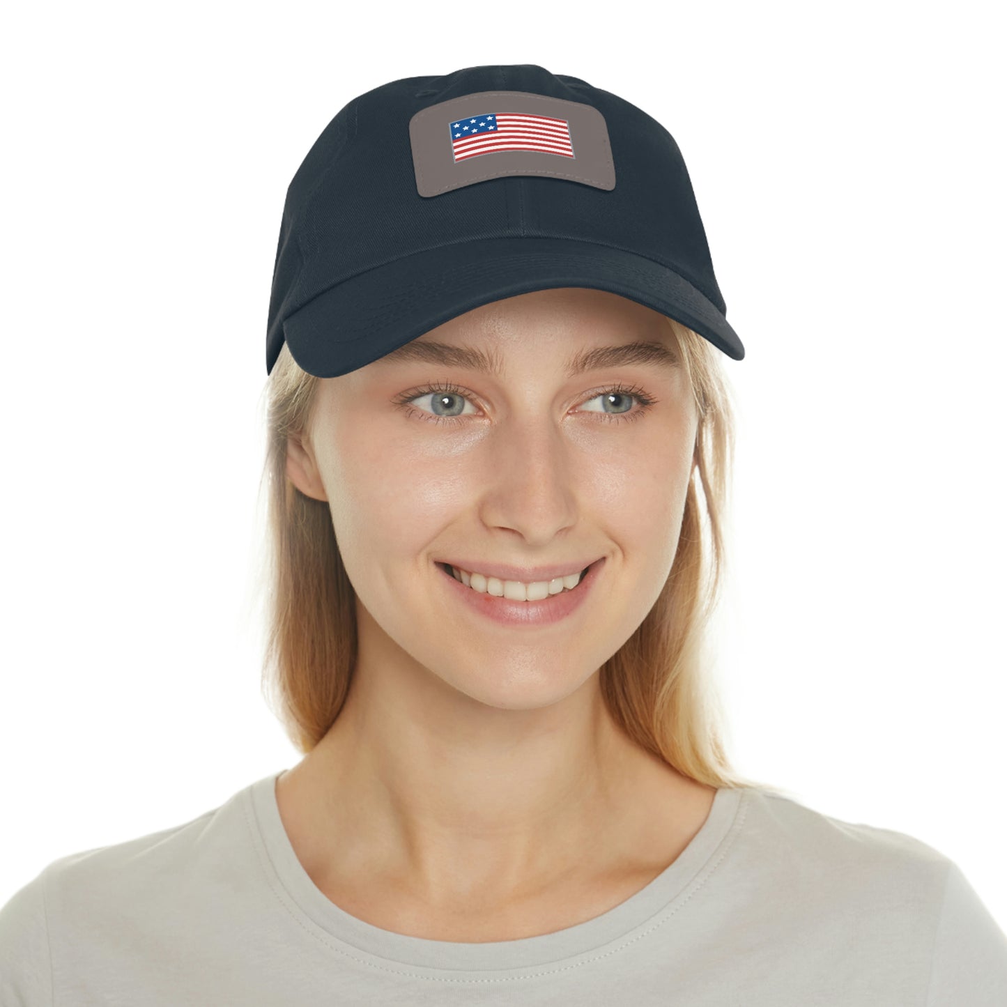 ALIVE HAT WITH LEATHER AMERICAN FLAG