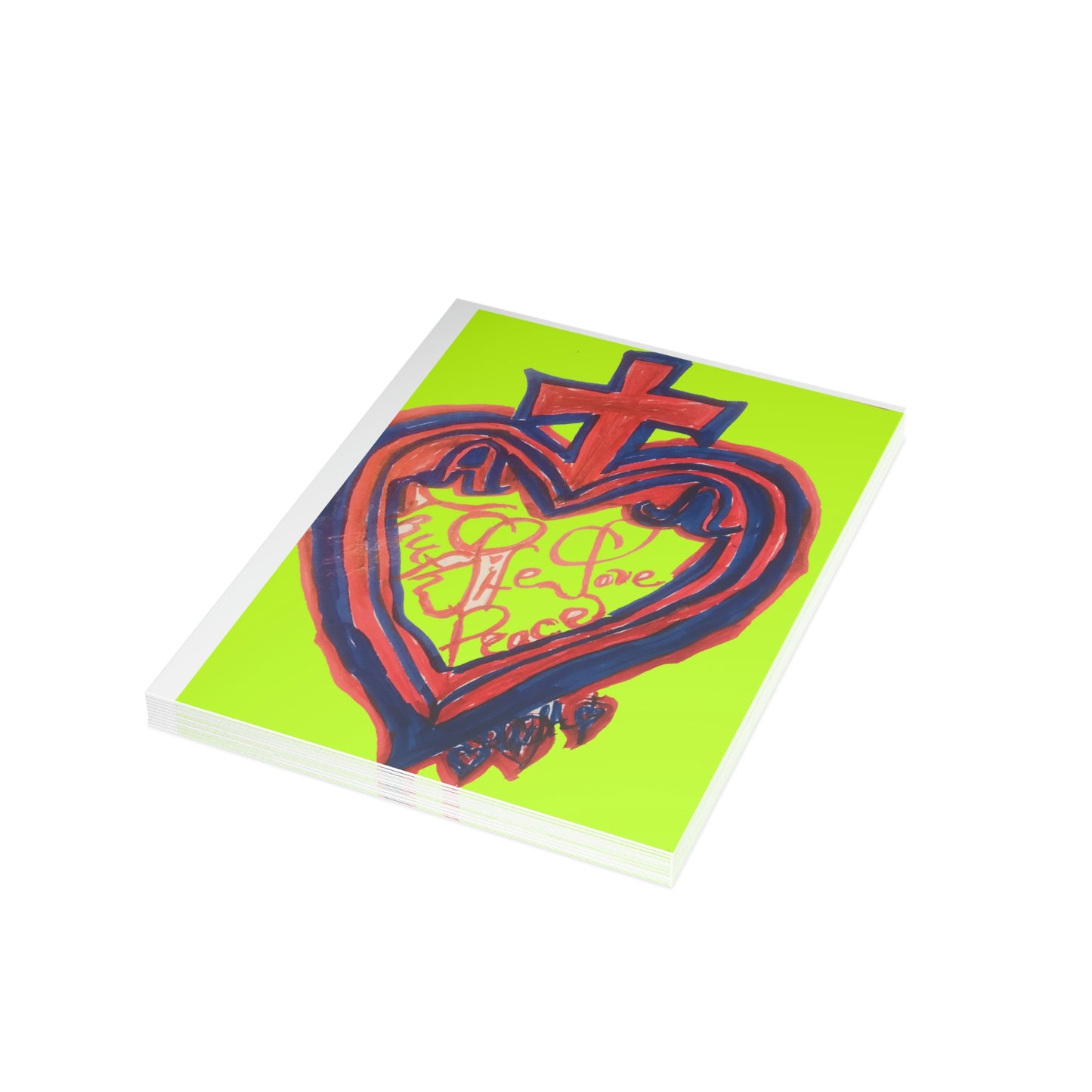 SACRED HEART OF ALL OF LIFE GREEN CARDS (Greeting Card Bundles (10, 30, 50 pcs))