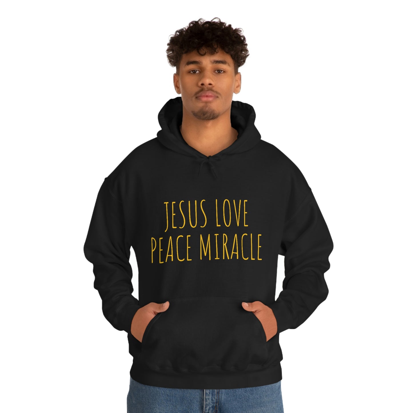 JESUS LOVE PEACE MIRACLE SWEATSHIRT (Unisex Heavy Blend™ Hooded Sweatshirt)